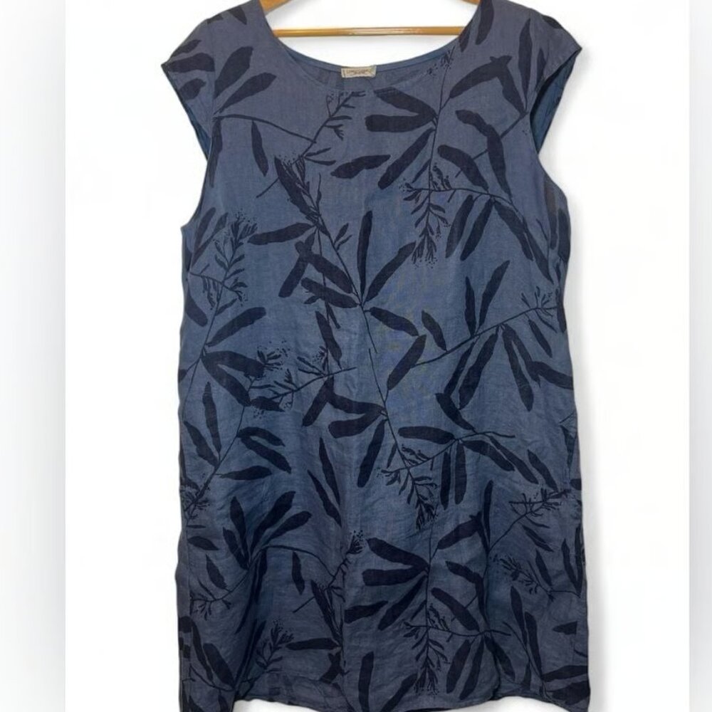 Lungo Larno Linen Dress Bamboo Print